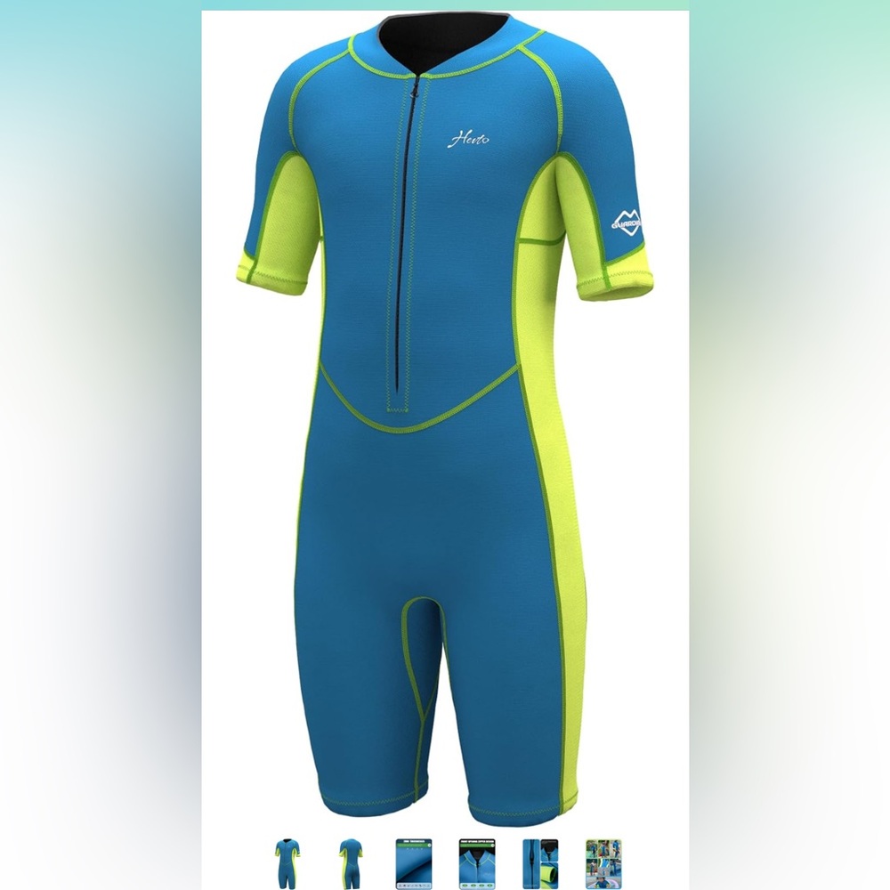 New Open Bag Hevto Kid Wetsuit Shorty 4 Boys Toddler Girls Youth 2mm Neoprene 12